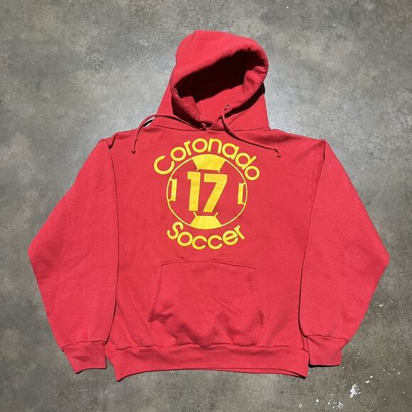 Vintage 80s Coronado High School Soccer Red Boxy Hoodie - Picture 1 of 3